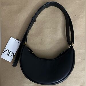 NWT - ZARA Crescent Black Crossbody / Shoulder Bag